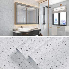 img 4 attached to Glossy Marble Peel and Stick Wallpaper for Countertops - Waterproof White Granite Adhesive Paper | Self-Adhesive Removable Wallpaper | Easy to Install and Clean | 15.7”×118” Size