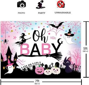 img 3 attached to 🎃 Веселая ель 7X5FT Розовый и черный фон для венка Baby Shower: Идеальная тема Хэллоуина для вечеринки по случаю детского Дня рождения, декорации стола с тортом, реквизит фотобудки и памятное гирляндное полотнище.