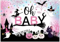 🎃 веселая ель 7x5ft розовый и черный фон для венка baby shower: идеальная тема хэллоуина для вечеринки по случаю детского дня рождения, декорации стола с тортом, реквизит фотобудки и памятное гирляндное полотнище. логотип