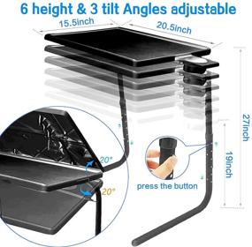 img 2 attached to 📺 Adjustable TV Tray Table - Folding TV Dinner Tray with Cup Holder for Bed & Sofa, Comfortable and Portable - 2 Pack Black - 6 Height & 3 Tilt Angle Options