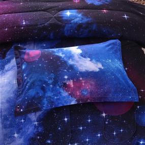 img 1 attached to 🌌 Full Size 3D Printed Space Quilt Set with A Nice Night Galaxy Design – Includes 1 Comforter and 2 Pillow Cases for Children, Teens, Boys, and Girls