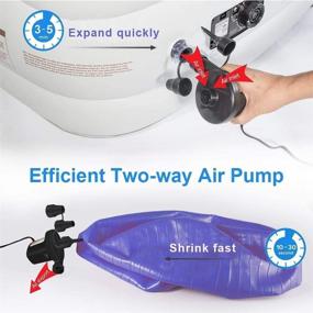 img 3 attached to Mulikoya Portable Electric Air Pump - Quick-Fill Inflator/Deflator 100-240V AC/12V DC for Outdoor Camping, Air Mattress Beds, Boat with 3 Nozzles