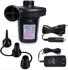 img 4 attached to Mulikoya Portable Electric Air Pump - Quick-Fill Inflator/Deflator 100-240V AC/12V DC for Outdoor Camping, Air Mattress Beds, Boat with 3 Nozzles