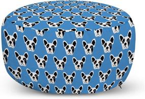 img 4 attached to 🐶 Ambesonne Bulldog Ottoman Pouf - Abstract & Hipster French Bulldog Heads Funny Puppy Design - Soft Foot Rest w/ Removable Cover for Living Room & Bedroom - Black & White