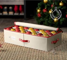 img 3 attached to 🎄 ZOBER Underbed Christmas Ornament Storage Box: Keep Your Holiday Decor Organized with Zippered Closure, Dividers, and Two Handles - Stores up to 64 Standard 3-inch Ornaments and Xmas Accessories