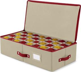 img 4 attached to 🎄 ZOBER Underbed Christmas Ornament Storage Box: Keep Your Holiday Decor Organized with Zippered Closure, Dividers, and Two Handles - Stores up to 64 Standard 3-inch Ornaments and Xmas Accessories