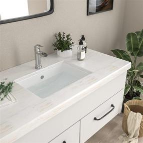 img 2 attached to Mocoloo 20x15 Rectangular Porcelain White Undermount Bathroom Sink - 7.5 Inch Deep Curved Bottom with Overflow, Small Square Lavatory Vanity Sink Mounted Under The Counter