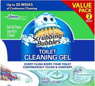 🚽 scrubbing bubbles toilet bowl cleaning gel starter kit with dispenser and gel, glade rainshower scent – 12 stamps in total logo