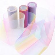 🌈 buygoo 3 rolls rainbow glitter tulle - sparkling tulle fabric for table runner, sash, bow, pet tutu skirt - sewing & crafting fabric for wedding, unicorn, halloween party - gift ribbon (6 inch x 10 yards) logo