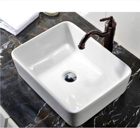 img 4 attached to 🚽 Enhance Your Bathroom with the VCCUCINE Rectangle Above Counter Porcelain Ceramic Vessel Vanity Sink Art Basin: 19"x15" Size