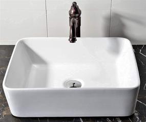 img 2 attached to 🚽 Enhance Your Bathroom with the VCCUCINE Rectangle Above Counter Porcelain Ceramic Vessel Vanity Sink Art Basin: 19"x15" Size