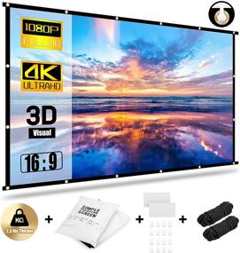 img 4 attached to 📽️ Abosi 120 inch Portable Projection Movies Screen | 16:9 HD Foldable Anti-Crease | Double Sided Projection | Ideal for Home Theater, Outdoor & Indoor Use