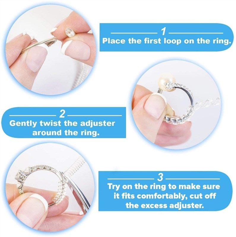1 Set Ring Size Adjuster With Inner Spacer Clear Painless