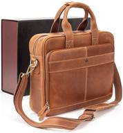 full grain leather laptop messenger logo