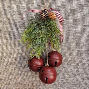 img 1 attached to 🔔 30 Pcs Rustic Burgundy Jingle Bells with Star Cutouts for Christmas Tree Decorations - Holiday DIY Crafts & Ornaments