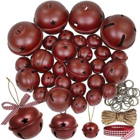 img 4 attached to 🔔 30 Pcs Rustic Burgundy Jingle Bells with Star Cutouts for Christmas Tree Decorations - Holiday DIY Crafts & Ornaments