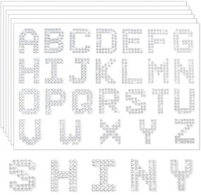 img 4 attached to 🌟 Kenkio Glitter Rhinestone Alphabet Letter Stickers - Self-Adhesive A-Z Letters for DIY Art & Crafts Supplies, 156 Pieces, Silver (6 Sheets)