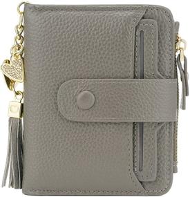 img 4 attached to 👛 RFID Women's Mini Soft Leather Bifold Wallet with ID Window, Card Sleeve, and Coin Purse