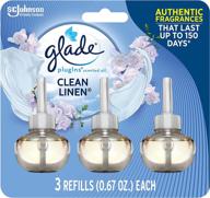 🌬️ glade plugins refills air freshener: clean linen scent, 3-pack for home and bathroom - 2.01 fl oz logo