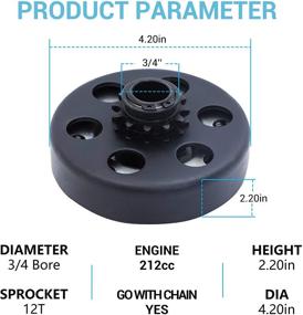 img 1 attached to Высокопроизводительный центробежный сцепление для гоночного картинга, мини-мотоциклов и газонокосилок - 3/4 дюйма скважина 12 зубьев для #35 цепи с совместимостью с двигателями GX160, GX200, GX140