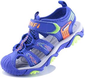 img 4 attached to Summer Breathable SENFI Closed-Toe Strap Sport Sandals for Boys ideal for Walking