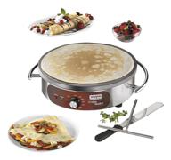 waring commercial wsc160x electric crepe maker: 16-inch cast iron cooking surface, stainless steel base - batter spreader and spatula included - 120v, 1800w, 5-15 phase plug логотип