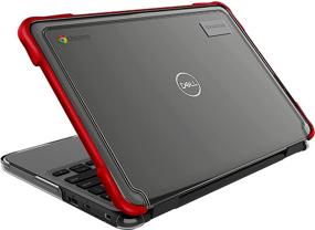 img 4 attached to Gumdrop Cases Dell 3100 Chromebook Clamshell SlimTech Case - Heavy Duty Rugged Protective Laptop Case With Thick Silicone Bumper Skin And Rigid PC Frame For Extreme Drop Protection (Red)