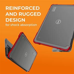 img 2 attached to Gumdrop Cases Dell 3100 Chromebook Clamshell SlimTech Case - Heavy Duty Rugged Protective Laptop Case With Thick Silicone Bumper Skin And Rigid PC Frame For Extreme Drop Protection (Red)