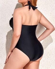 img 3 attached to 👙 Yonique Plus Size Bathing Suit: Tummy Control One Piece Swimsuit for Women with Halter Top - Perfect Swimwear