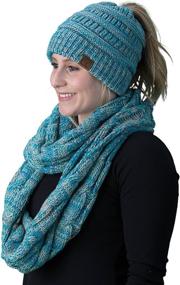 img 4 attached to 🧣 Funky Junque Winter Set: Infinity Scarf & Messy Bun Beanie Tail for Women