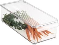 mdesign plastic food storage container bin: clear bin with lid & handle for kitchen, pantry, fridge – snack, produce, vegetable, pasta organizer logo