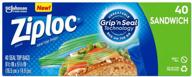 🔒 enhanced ziploc sandwich bags: experience the power of new grip 'n seal technology in a 40 count pack logo