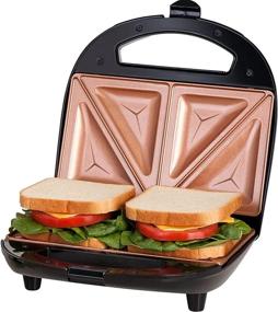 img 4 attached to 🥪 2-Sandwich Maker, Toaster, and Electric Panini Grill - Ultra Nonstick Copper Surface for Easy Cleaning, Quick Cooking with Easy Cut Edges and Indicator Lights