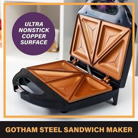 img 3 attached to 🥪 2-Sandwich Maker, Toaster, and Electric Panini Grill - Ultra Nonstick Copper Surface for Easy Cleaning, Quick Cooking with Easy Cut Edges and Indicator Lights