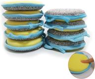 ultimate kitchen cleaning pack: camstic dual action microfiber scrubber & dish washing sponge - 10 pack, blue logo