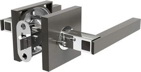 img 4 attached to 🚪 Avalon 0590 - Sleek & Stylish Contemporary/Modern Door Handles & Levers (Privacy/Passage) - Satin Gunmetal with Polished Chrome Finish