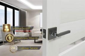 img 1 attached to 🚪 Avalon 0590 - Sleek & Stylish Contemporary/Modern Door Handles & Levers (Privacy/Passage) - Satin Gunmetal with Polished Chrome Finish