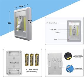 img 2 attached to 🔦 Convenient and Versatile LED Night Light Set for Closets, Stairs, Basements, and More - CREVIV Battery-Powered, Cordless COB Switch Lights (4 Pack)