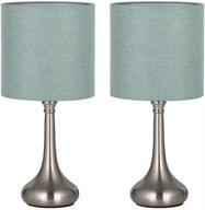 set of 2 modern bedside table lamps with fabric shade in light 💡 blue - ideal for bedroom, office, dorm - haitral nightstand lamps, simple and stylish gift логотип