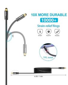 img 1 attached to 🔌 KINGTOP Digital Optical Audio Cable (4.5ft / 1.4m) - Fiber Optic Toslink Male to Male Cord for Home Theater, Sound Bar, TV, PS4, Xbox, Playstation & More