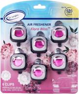 🌿 air jungles flora bliss scent car air freshener clip - long lasting 6-pack, 4ml each - up to 180 days car refresher odor eliminator logo