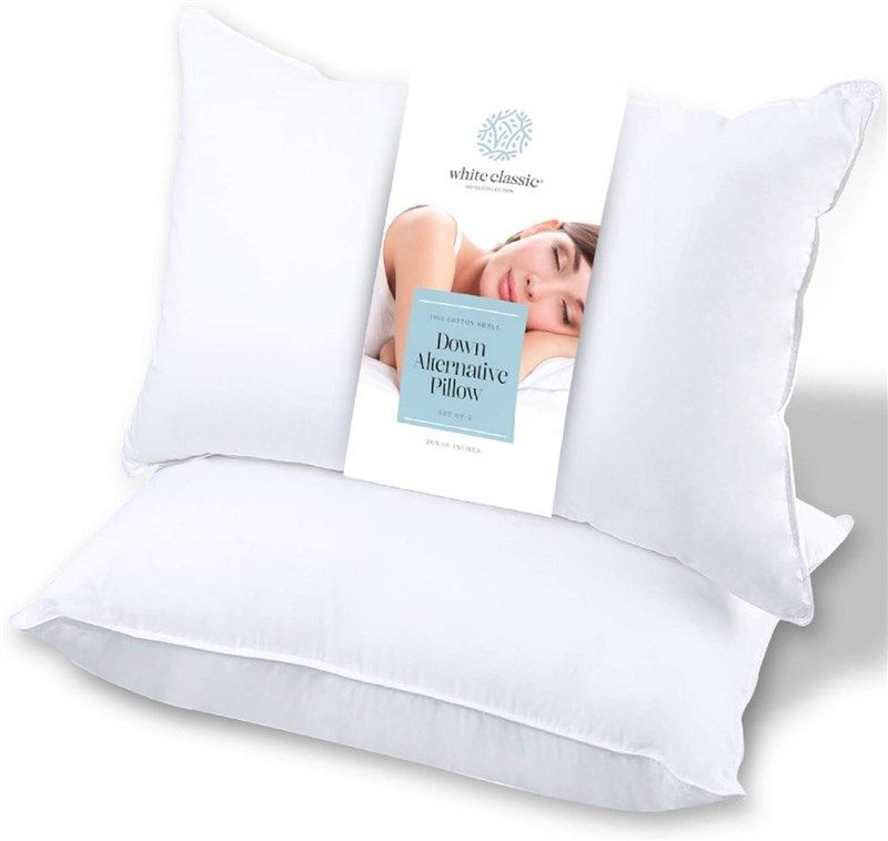 white classic down alternative pillows sleeping 로고