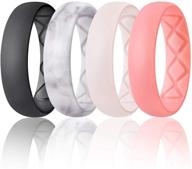 💍 egnaro inner arc ergonomic silicone rings for women: breathable design with half sizes, women's wedding bands, 6mm wide - 2mm thick logo