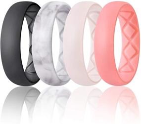 img 4 attached to 💍 Egnaro Inner Arc Ergonomic Silicone Rings for Women: Breathable Design with Half Sizes, Women's Wedding Bands, 6mm Wide - 2mm Thick