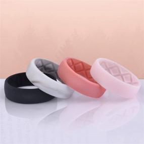 img 2 attached to 💍 Egnaro Inner Arc Ergonomic Silicone Rings for Women: Breathable Design with Half Sizes, Women's Wedding Bands, 6mm Wide - 2mm Thick
