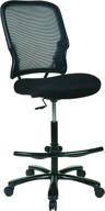 🪑 ultimate comfort and support: space seating big and tall dual layer airgrid drafting chair with adjustable footring and gunmetal finish base, black логотип