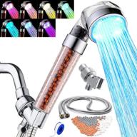 seanado led handheld shower head with hose, replacement filter, shower bracket, rainfall, 🚿 7 colors changing - high pressure spray filter showerheads, waterproof lights for hard water logo