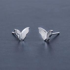 img 2 attached to Sterling Silver Minimalist Butterfly Earrings: Delicate Jewelry for Girls