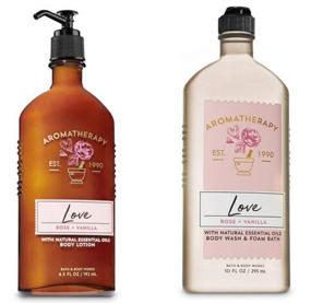 img 1 attached to BATH AND BODY WORKS Aromatherapy LOVE - ROSE & VANILLA Body Lotion and Body Wash Set | Full Size