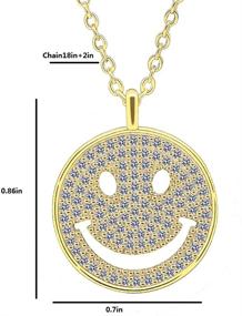 img 3 attached to 😊 Women's and Teens' Smiley Face Necklace: 14k White Gold/Gold Plated, Cubic Zirconia Simulated Diamond, Round Pendant, Fun and Cute Lucky Smiley Face Design, Ideal Christmas Gift for Girls